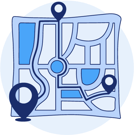 Multi-stop shipping routes illustration