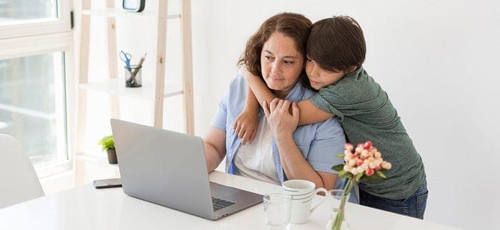 remote worker and kid