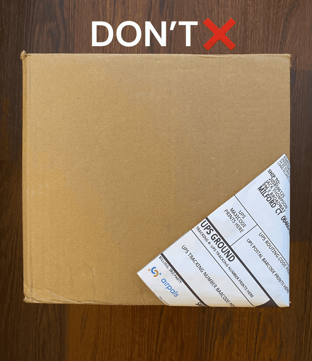 Sample of a misplaced shipping label 1